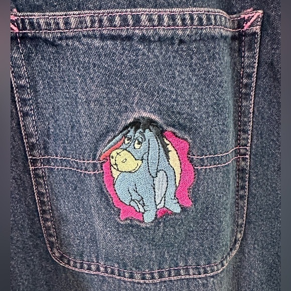 Vintage 90's Disney Eeyore Denim Overalls Shortalls Y2K Xlarge - Picture 4 of 8